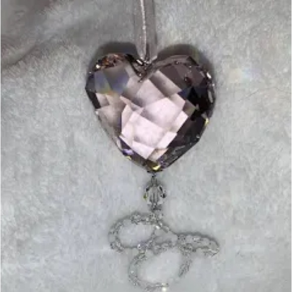 SWAROVSKI 2008 Annual Edition Pink Heart Crystal Ornament Necklace Car Decor